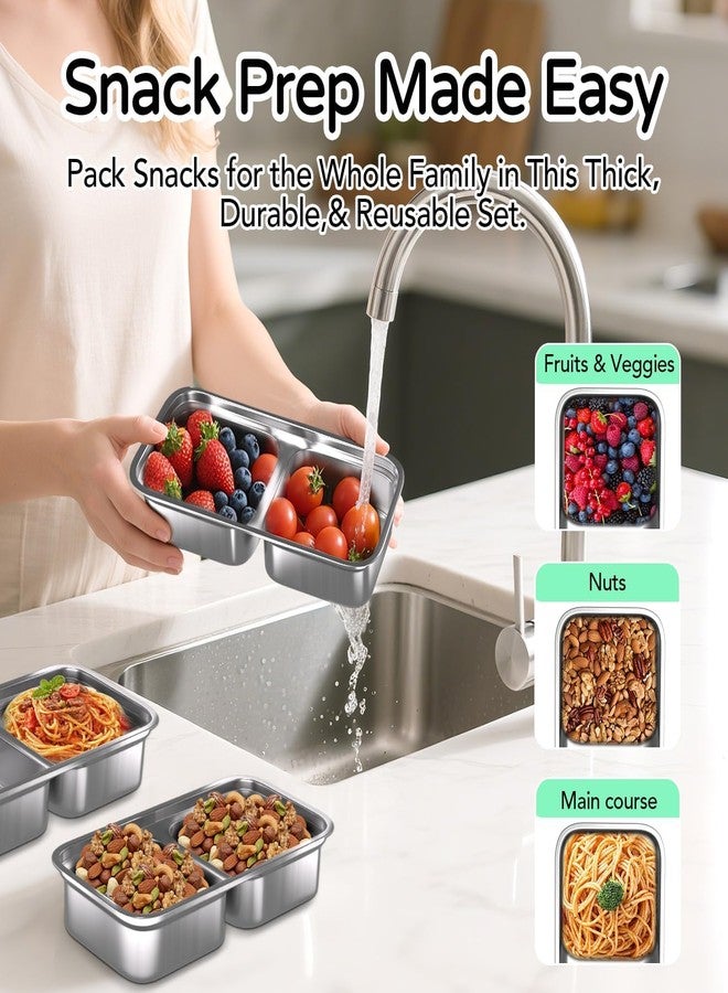 COLBEX Stainless Steel Bento Boxes, 900ML - 2 Compartments Food Storage Containers Snack Boxes with Leakproof Lids, Divided Meal Prep Lunch Box Food Container Dishwasher Safe, Grab and Go Container - Image 3