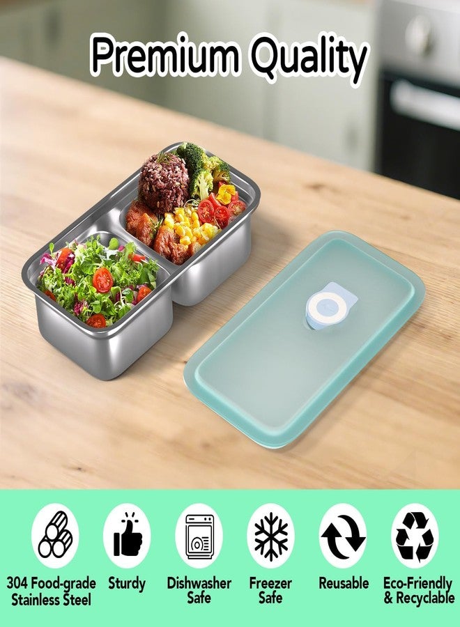 COLBEX Stainless Steel Bento Boxes, 900ML - 2 Compartments Food Storage Containers Snack Boxes with Leakproof Lids, Divided Meal Prep Lunch Box Food Container Dishwasher Safe, Grab and Go Container - Image 2
