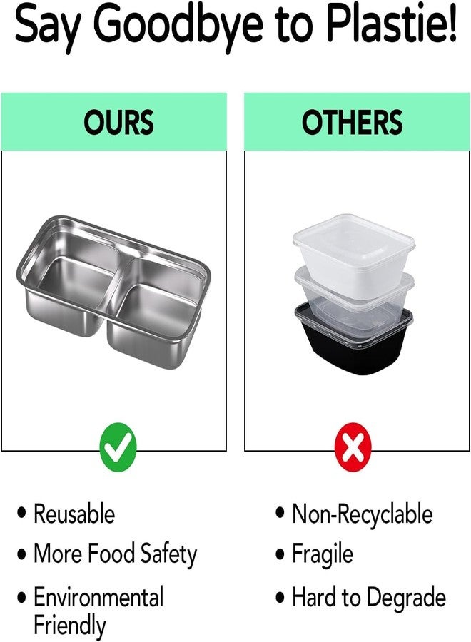 COLBEX Stainless Steel Bento Boxes, 900ML - 2 Compartments Food Storage Containers Snack Boxes with Leakproof Lids, Divided Meal Prep Lunch Box Food Container Dishwasher Safe, Grab and Go Container - Image 5