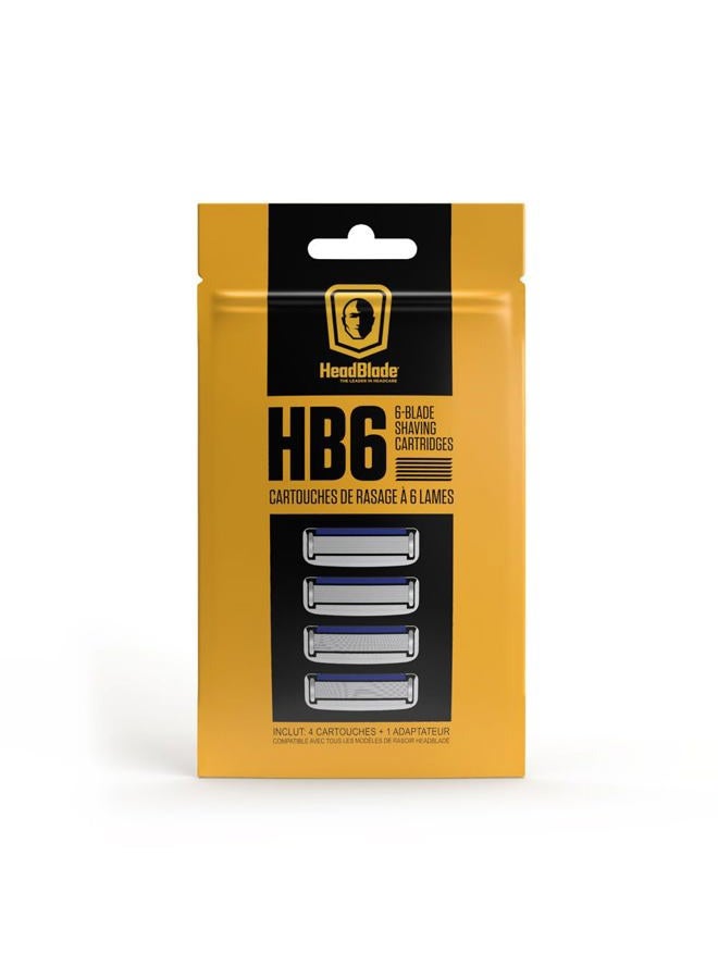 HeadBlade شفرات HB6 القابلة للتعبئة - 6 شفرات من الفولاذ المقاوم للصدأ بدون سحب أو شد، حلاقة أقل، تعمل للوجه والجسم وفروة الرأس - Image 1