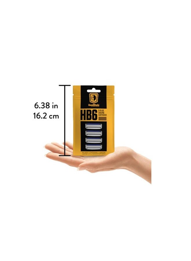 HeadBlade شفرات HB6 القابلة للتعبئة - 6 شفرات من الفولاذ المقاوم للصدأ بدون سحب أو شد، حلاقة أقل، تعمل للوجه والجسم وفروة الرأس - Image 2
