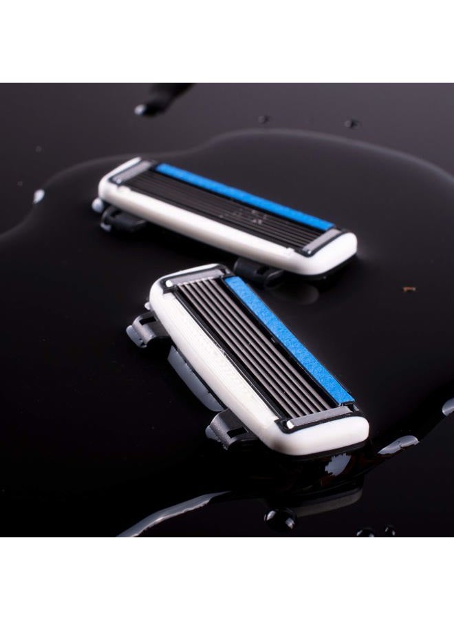 HeadBlade شفرات HB6 القابلة للتعبئة - 6 شفرات من الفولاذ المقاوم للصدأ بدون سحب أو شد، حلاقة أقل، تعمل للوجه والجسم وفروة الرأس - Image 3