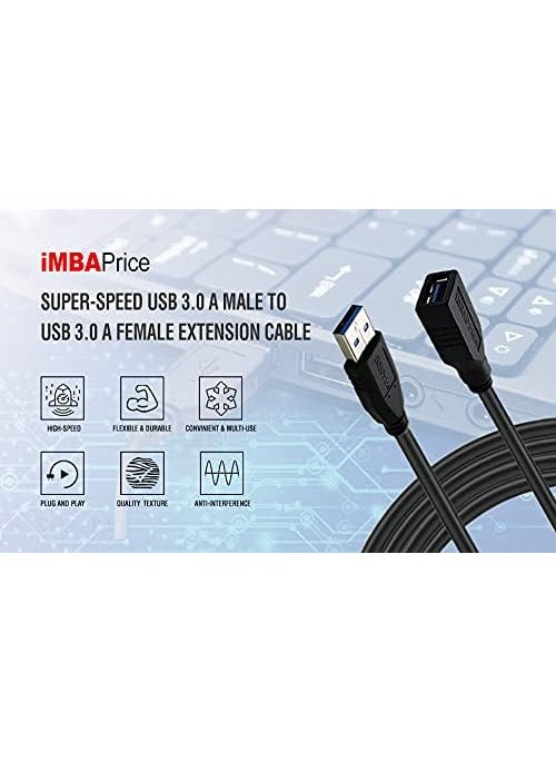 iMBAPrice iMBAPrice USB 30 Extender  15 Feet SuperSpeed USB 30 A Male to USB 30 A Female Extension Cable Black a Charging  Data Transfer for Keyboard Mouse Printer Flash Drive Hard Drive and More  - Image 5