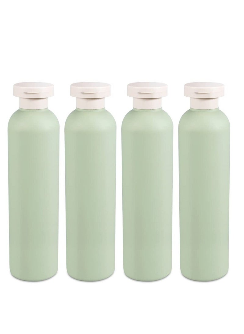 Excefore Green Plastic Empty Squeeze Bottles Refillable Plastic Leak Proof Travel Bottles for Creams Lotion Shampoo Conditioner 4 Pcs - Image 1