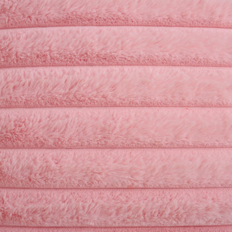 FUTEI PINK PINK مخططة تزيين وسادة الأغطية 26 × 26 بوصة مجموعة من 2 ربيع مربع الأريكة الأريكة يورو وسادة شمس ناعمة مريحة فو فرو ومخمل الظهر ديكور المنزل الحديثة للسرير - Image 4