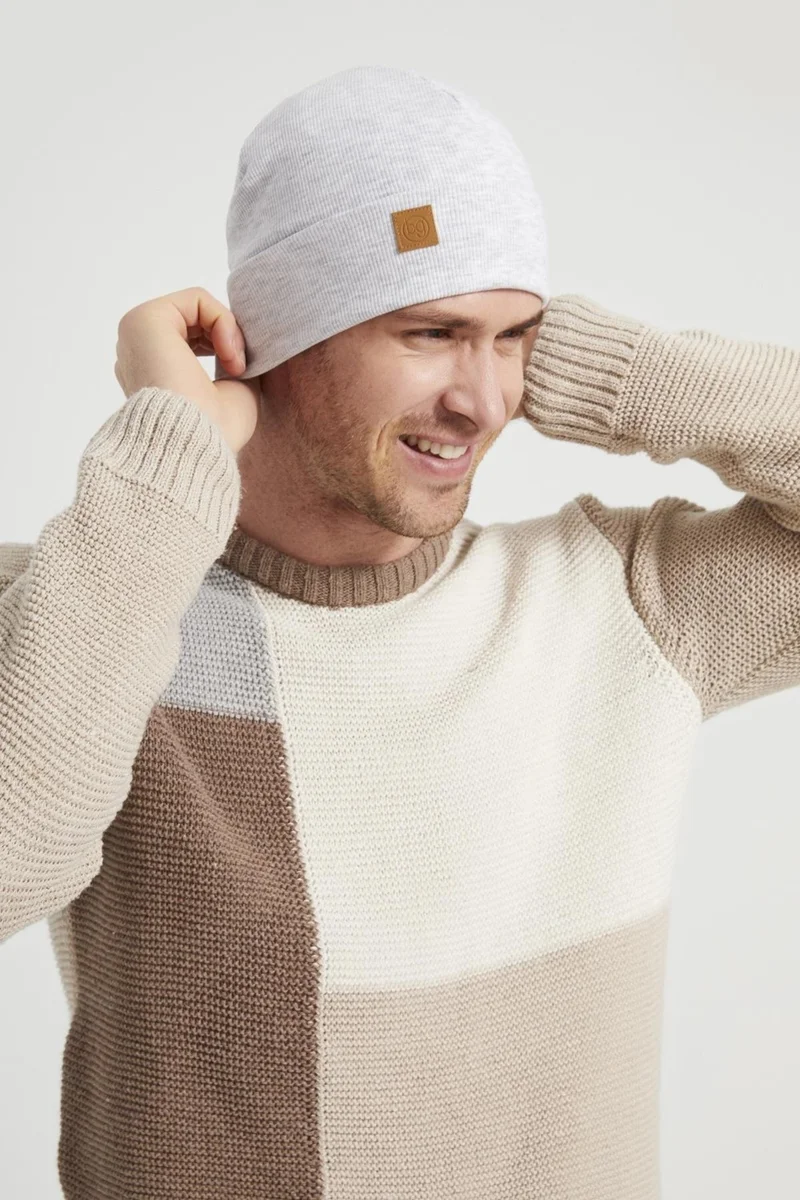 بوتيكجيز Men's Young Melange Hat Beret Sports Comfortable Cotton Handmade Difference