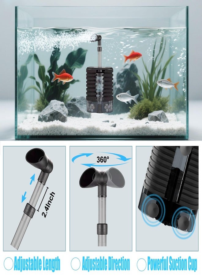 Carefree Fish فلتر إسفنجي هادئ يعمل بمنفذ USB لأحواض الأسماك من كيرفري، مناسب لأحواض أسماك سعة 20-60 جالون، للمياه المالحة والعذبة، مزود بكرات ترشيح بيولوجية وأسرّة مميعة. - Image 5