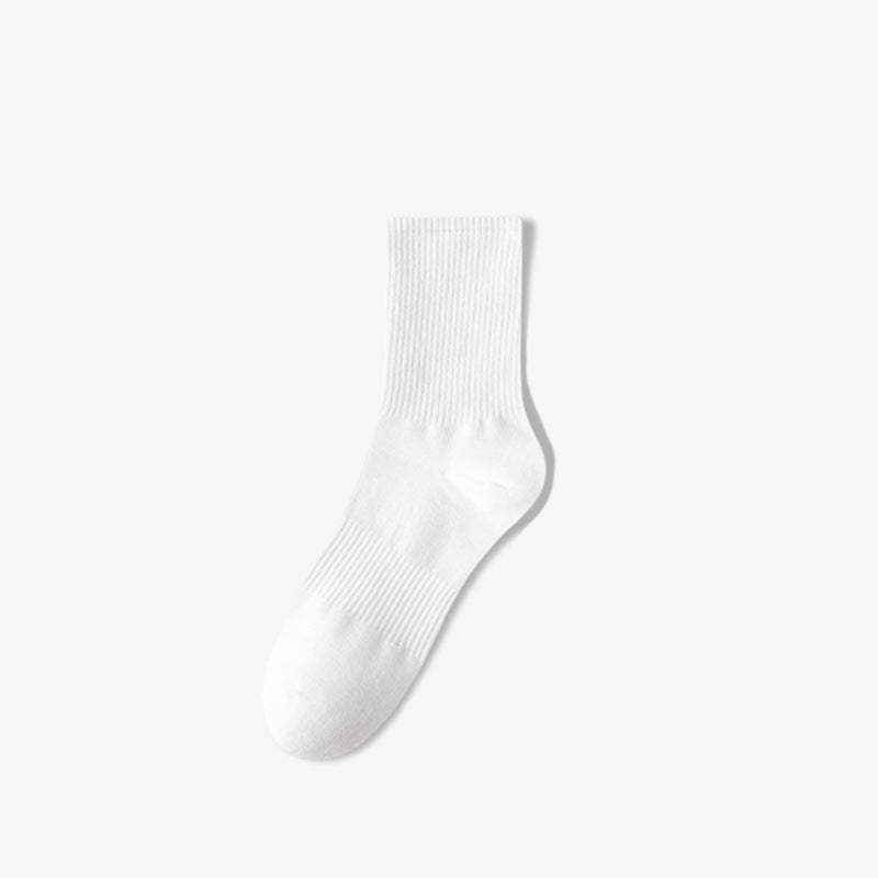 Unisex Cotton Socks Breathable Sweat-Absorbent White-Long