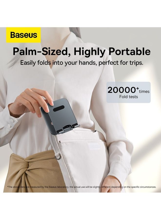 Baseus Phone Stand Adjustable & Foldable, Premium Metal Phone Holder for Desk, Height Adjustable Mobile Stand Foldable iPhone Holder Compatible with Most Phones, iPhone 14 Pro/Pro Max, Samsung Galaxy, Xiaomi, Huawei up to 7" Grey - Image 3