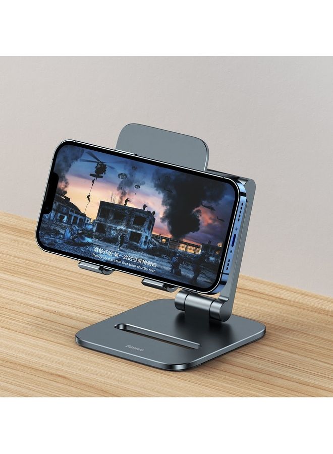 Baseus Phone Stand Adjustable & Foldable, Premium Metal Phone Holder for Desk, Height Adjustable Mobile Stand Foldable iPhone Holder Compatible with Most Phones, iPhone 14 Pro/Pro Max, Samsung Galaxy, Xiaomi, Huawei up to 7" Grey - Image 4