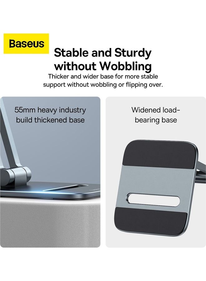 Baseus Phone Stand Adjustable & Foldable, Premium Metal Phone Holder for Desk, Height Adjustable Mobile Stand Foldable iPhone Holder Compatible with Most Phones, iPhone 14 Pro/Pro Max, Samsung Galaxy, Xiaomi, Huawei up to 7" Grey - Image 5