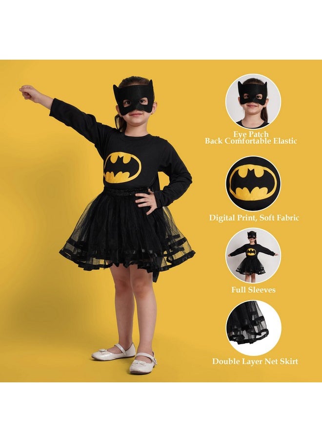 Kaku Fancy Dresses Kaku Fancy Dresses Polyester Bat Super Hero Costume For Girls-Black, 7-8 Years, For Girls  - Image 3