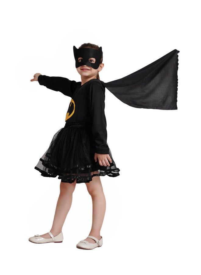 Kaku Fancy Dresses Kaku Fancy Dresses Polyester Bat Super Hero Costume For Girls-Black, 7-8 Years, For Girls  - Image 2