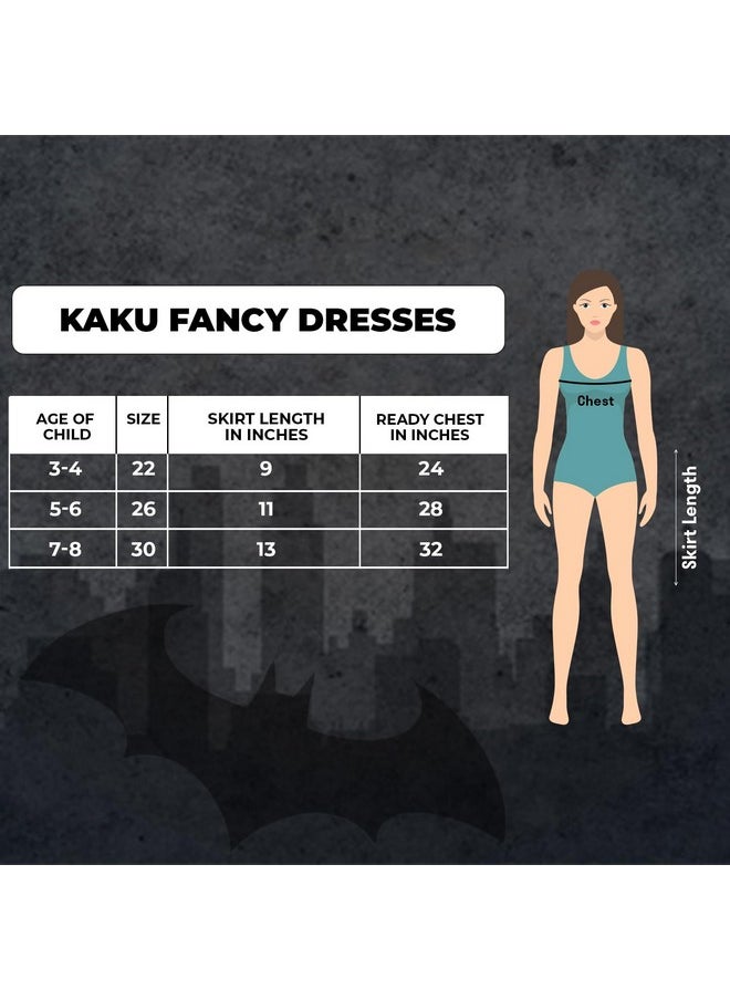 Kaku Fancy Dresses Kaku Fancy Dresses Polyester Bat Super Hero Costume For Girls-Black, 7-8 Years, For Girls  - Image 4