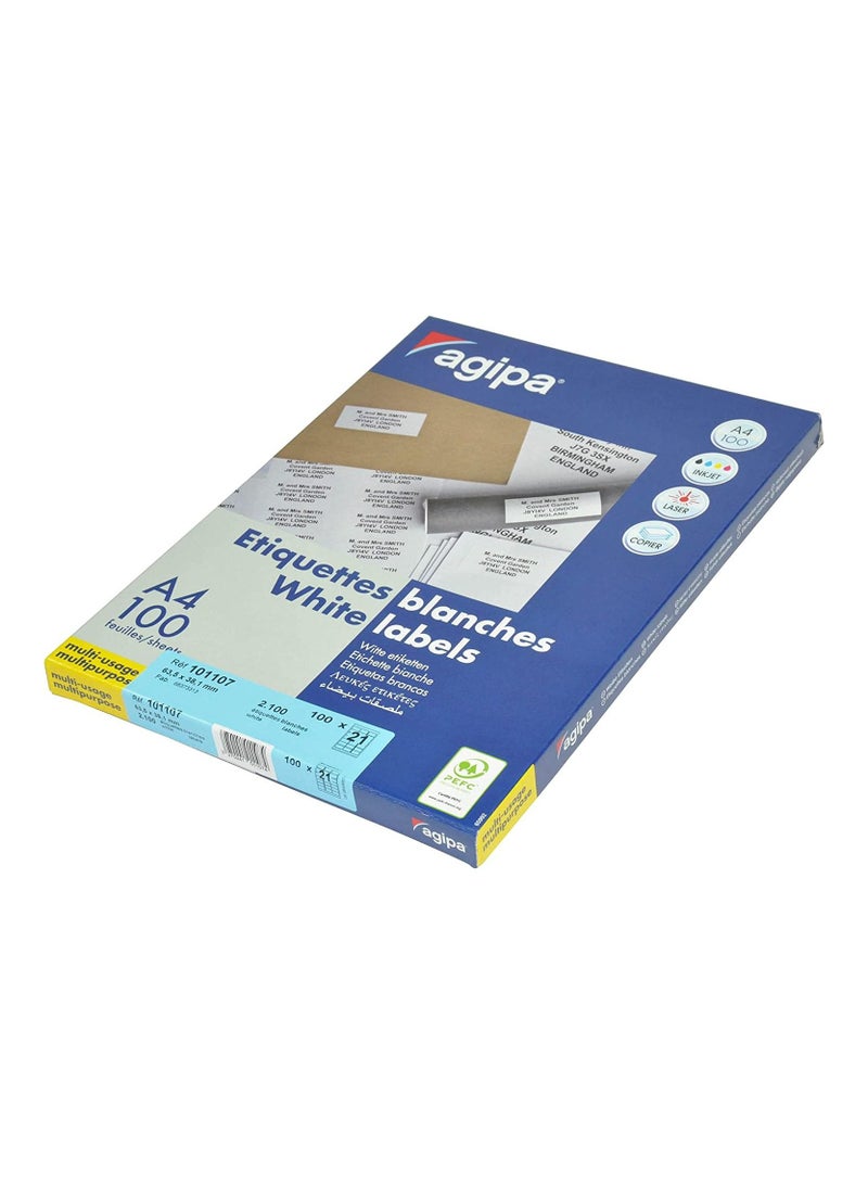Agipa 100-Sheet Multipurpose Label White - APLA101107 - Image 1
