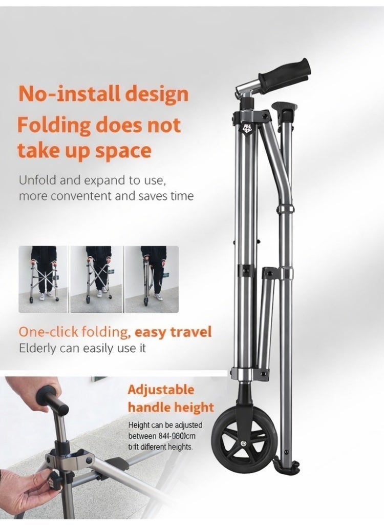 Gonice Lightweight Foldable Roller Walker for Seniors and Adults, 6 Inch Wheels - Image 2