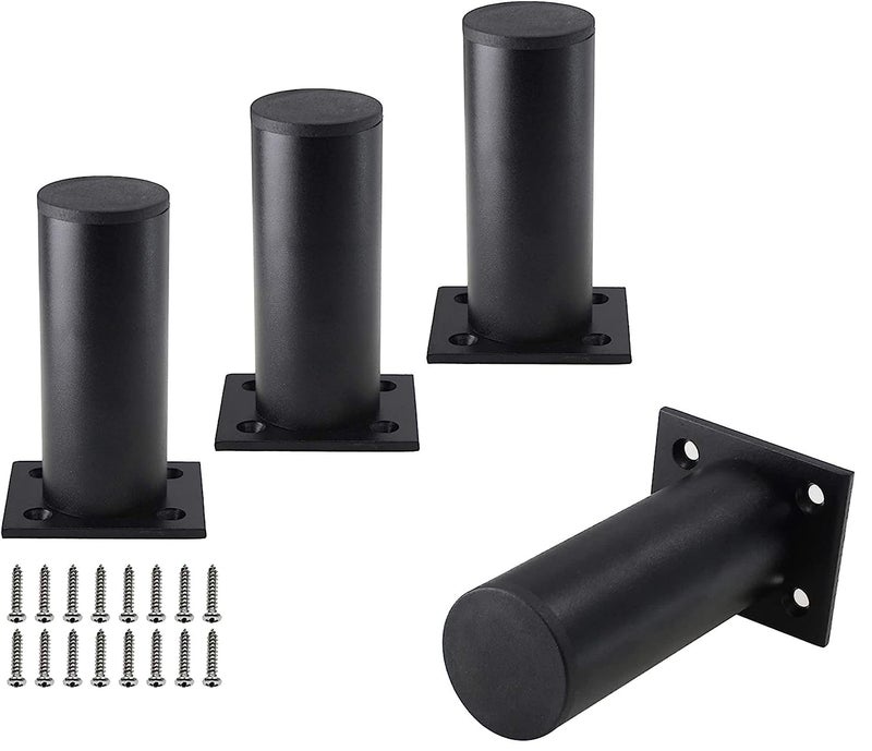 ZITONIOM Furniture Legs Meta Black Coffee Table Leg Support Legs Bedside Cabinet Legs TV Cabinet Sofa Legs Pack of 4 Black Round 4inch10cm - Image 3