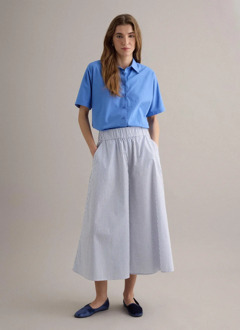Ovs OVS Long White And Blue Striped Pure Cotton Skirt
