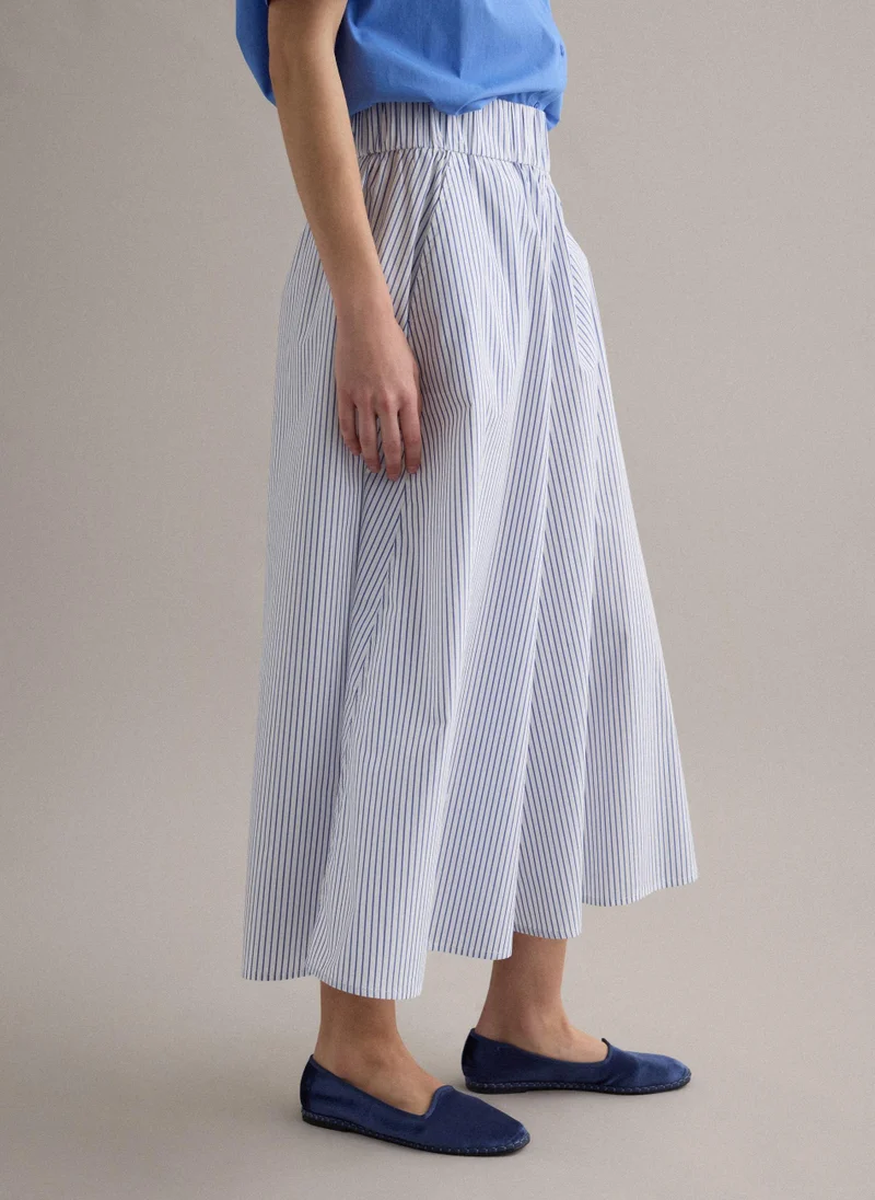 Ovs  OVS Long White And Blue Striped Pure Cotton Skirt for Women | Best Price UAE