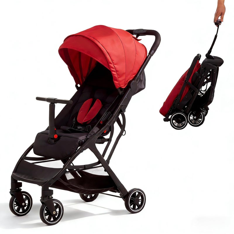 COOL KIDS Portable Stroller with Automatic Fold,Lightweight Umbrella Stroller with Pop Out Sun Canopy for Travel(red) - Image 1