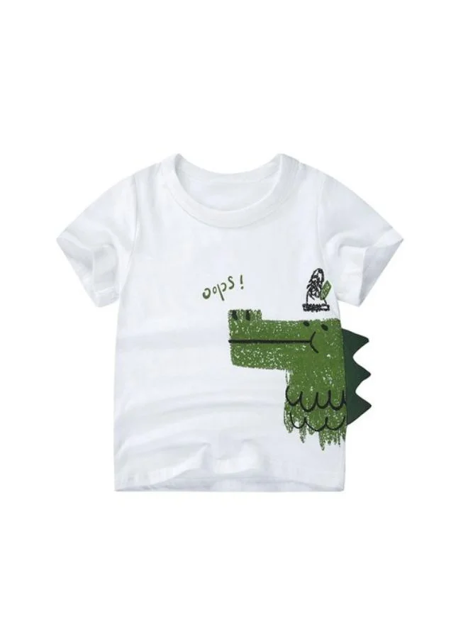 YUNIQEE White Crew Neck Short Sleeve Printed Tshirt & Shorts