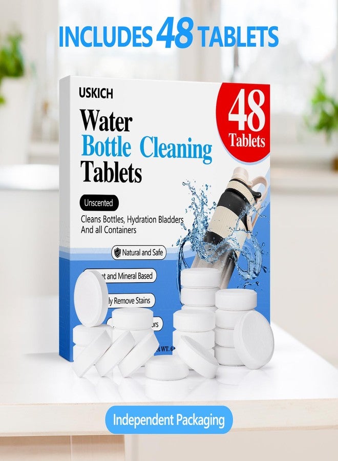 USKICH 48 Pack Water Bottle Cleaning Tablets,Water Bottle Cleaner Great for Stainless Steel, Thermos, Tumbler, Insulated and Reusable Water Bottles,Removes Stubborn Stains and Odors - Image 5