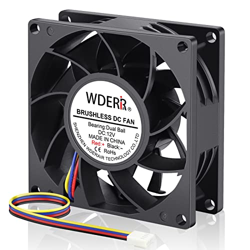 WDERAIR 80mm x 25mm Computer Case Fan 12V 4Pin PWM High CFM Cooling for DIY Gaming CPU GPU Mining Rig Ventilation Exhaust - Image 1
