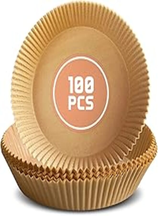 Air Fryer Liners, Oil-Proof and Waterproof Parchment Paper Liners, Food Grade Baking Parchment Paper (100 Pack, 6.3 Inch)