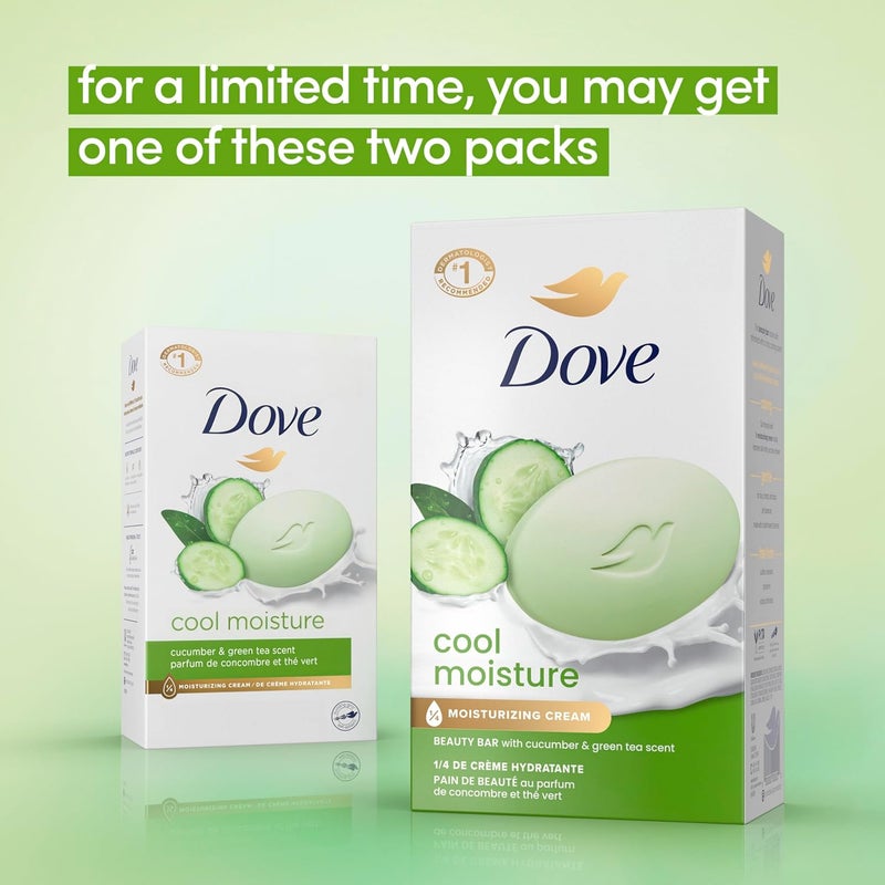 Dove Cool Moisture Beauty Bar Soap with Cucumber & Green Tea Scent - 2 Bars (3.75 oz each) for Refreshing Skin - Image 3