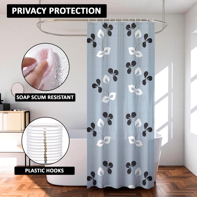Kuber Industries Shower Curtain | 7 Feet | Bathroom Shower Curtain | AC Curtains | PVC Waterproof Window Curtain | Curtains for Bathtub | 8 Rings Curtain | Painting | Grey - Image 4