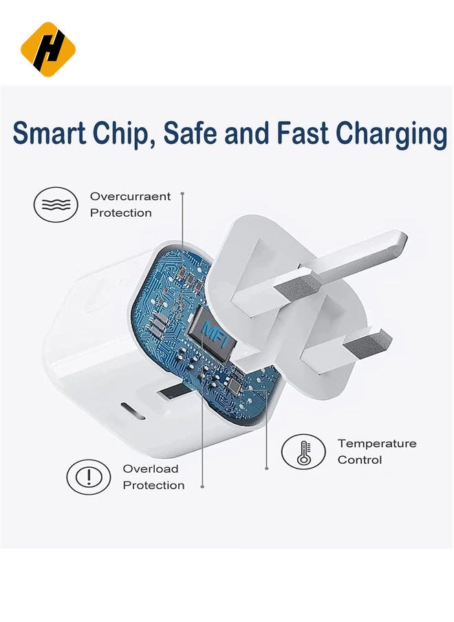 HuHa - iPhone PD Fast Charger [Apple MFi Certified] 20W Type C Power Block Wall Charger Plug Adapter with 6.6FT USB-C to Lightning Cable Compatible with iPhone 14 13 12 11 X iPad,AirPods Pro (2nd Generation) - Image 1