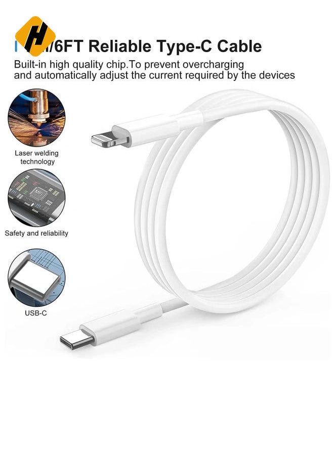 HuHa - iPhone PD Fast Charger [Apple MFi Certified] 20W Type C Power Block Wall Charger Plug Adapter with 6.6FT USB-C to Lightning Cable Compatible with iPhone 14 13 12 11 X iPad,AirPods Pro (2nd Generation) - Image 1