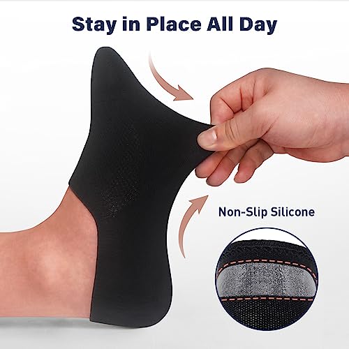 SIXDAYSOX Black Men's No Show Socks - 6 Pairs Invisible Low Cut Non Slip Socks for Loafers, Sneakers & Casual Shoes - Size 5-11 - Image 4