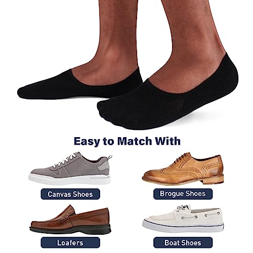 SIXDAYSOX Black Men's No Show Socks - 6 Pairs Invisible Low Cut Non Slip Socks for Loafers, Sneakers & Casual Shoes - Size 5-11 - Image 3