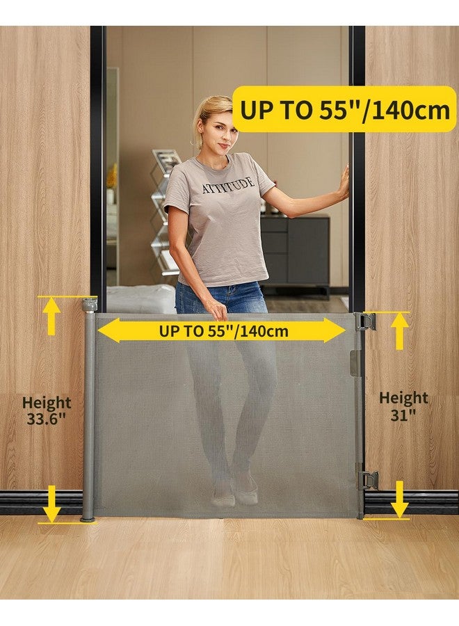 DEAR LOV Retractable Mesh Baby Gate, 33" Tall, Extends up to 55" Wide, Child Safety Gate for Doorways, Stairs, Hallways, Indoor/Outdoor (33"x55", Gray) - Image 2
