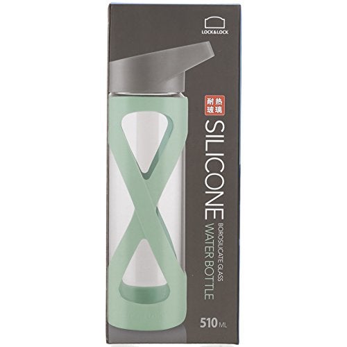 LocknLock X Shape Silicone Heat Resistant Borosilicate Glass Sports Water Bottle, 17 oz, Green - Image 5