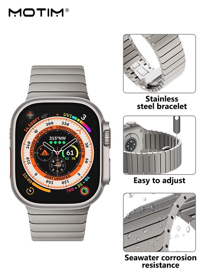 Apple Watch Metal Band for Ultra 2 iWatch Series, 49mm 46mm 45mm 44mm 42mm, Adjustable Men and Women Metal Replace Strap, Compatible with Apple Watch SE 10/9/8/7/6/5/4/3/2/1