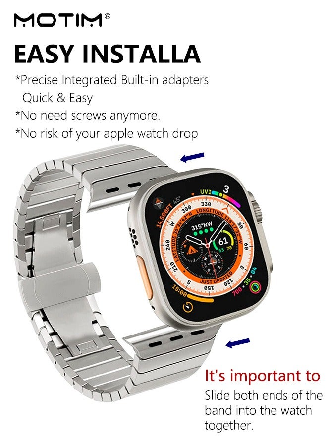 Apple Watch Metal Band for Ultra 2 iWatch Series, 49mm 46mm 45mm 44mm 42mm, Adjustable Men and Women Metal Replace Strap, Compatible with Apple Watch SE 10/9/8/7/6/5/4/3/2/1