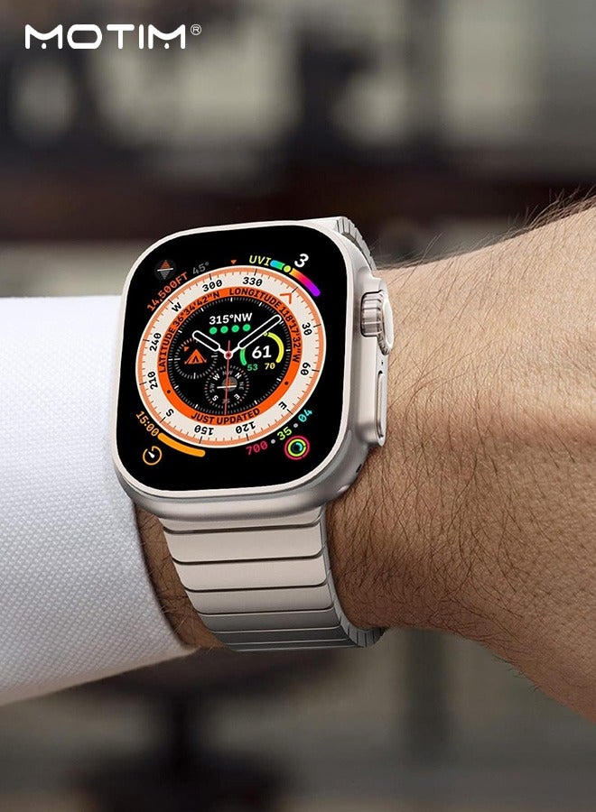 Apple Watch Metal Band for Ultra 2 iWatch Series, 49mm 46mm 45mm 44mm 42mm, Adjustable Men and Women Metal Replace Strap, Compatible with Apple Watch SE 10/9/8/7/6/5/4/3/2/1