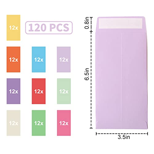 xflyxin Cash Envelopes 120 Pack 3.5x6.5inch,Colored envelope，Seed envelope，Coin envelope，Colored envelopes for cash, budgets, checks, coins, tickets, jewelry, small items - Image 2