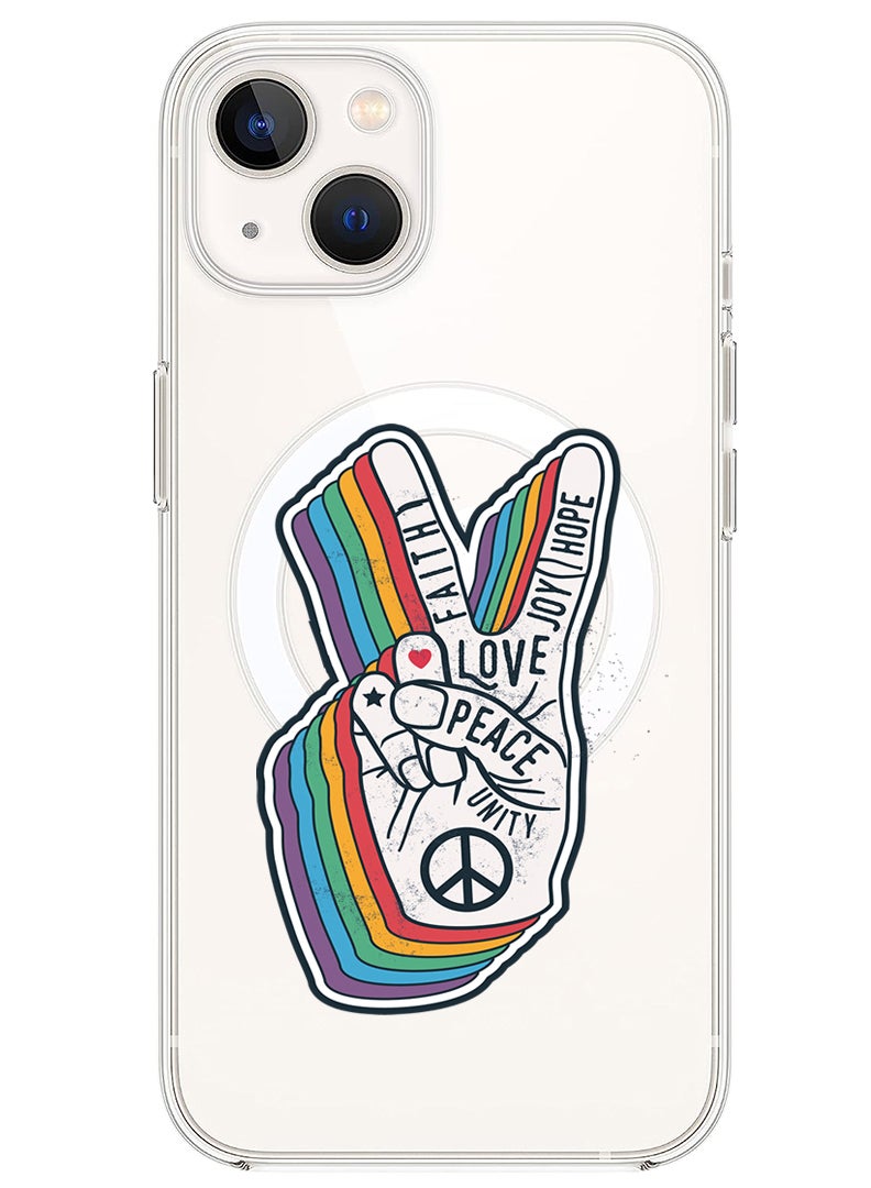 Theodor Magnetic Case for iPhone 14 Plus 6.7-inch Compatible with MagSafe Wireless Charging, Shockproof Phone Bumper Cover Peace symbol - Image 1