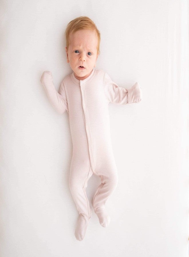 KYTE BABY Unisex Soft Bamboo Rayon Footies, Snap Closure, 3-6 Months, Blush - Image 2