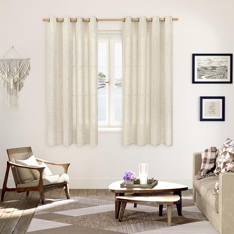 YoungsTex Rustic Linen Curtains 63 Inch Length 2 Panels for Living Room Window - Light Filtering Drapes with Bronze Grommet Thick Textured for Country Bedroom, 52 x 63 Inch - Image 2