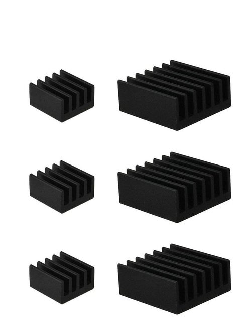20pcs Heat Sink Mini Radiator Dissipate Heat Thermal Cooling Lower Temperature Easy to Install for PI IC CPU Chipset Raspberry Stepper Board Aluminum Black Assortment