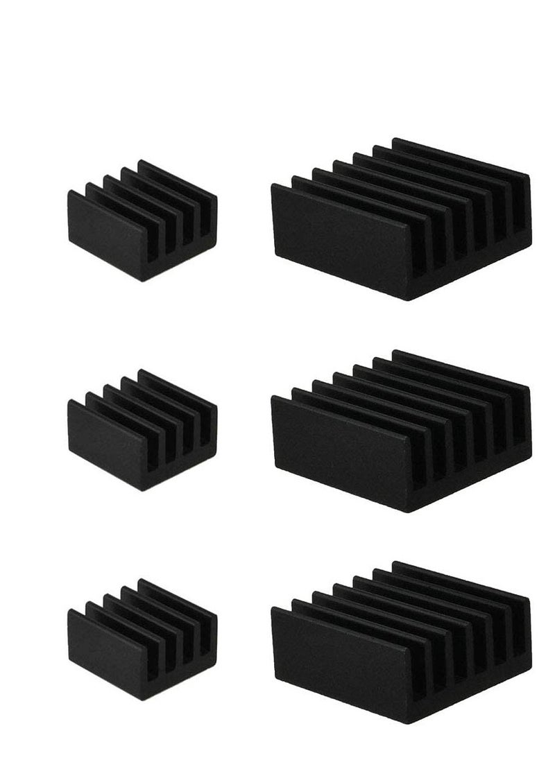 KASTWAVE - 20pcs Heat Sink Mini Radiator Dissipate Heat Thermal Cooling Lower Temperature Easy to Install for PI IC CPU Chipset Raspberry Stepper Board Aluminum Black Assortment - Image 1