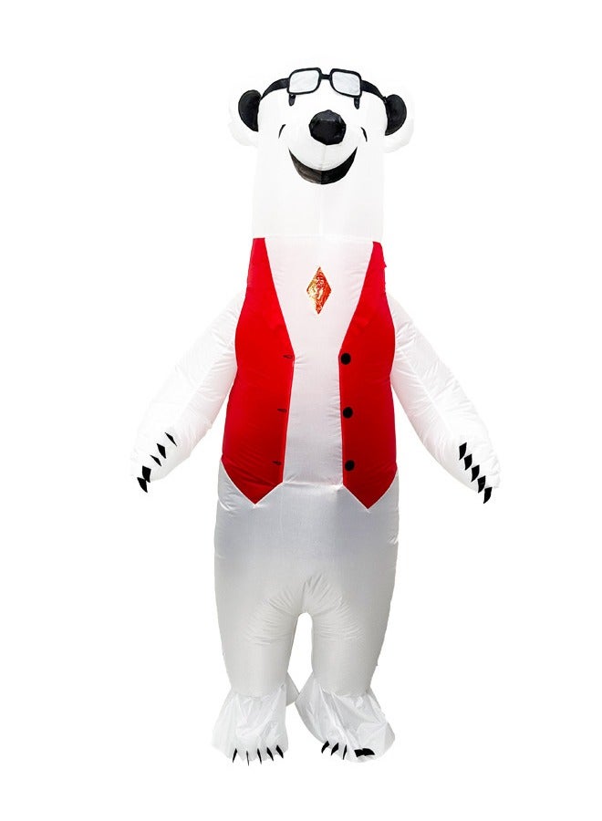 Inflatable Costume Full Body Suit Blow Up Costume for Adult White/Red - Image 5