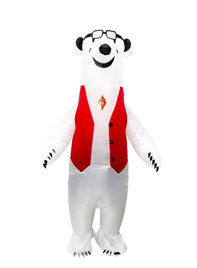 Inflatable Costume Full Body Suit Blow Up Costume for Adult White/Red - Image 1