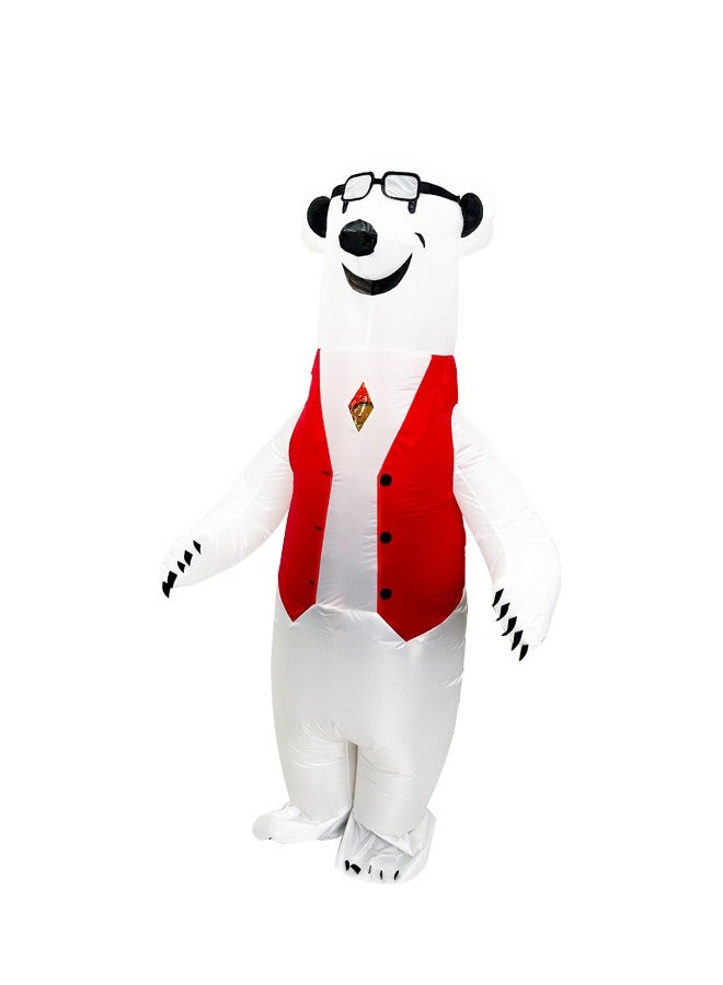 Inflatable Costume Full Body Suit Blow Up Costume for Adult White/Red - Image 3