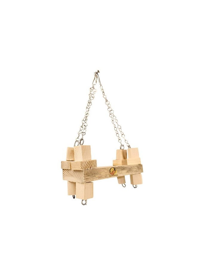 Generic Natural Wooden Cage Hanging Platform Swing Toy For Small Birds - Bird Cage Accessories  - Image 1
