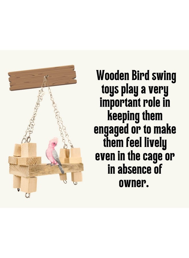 Generic Natural Wooden Cage Hanging Platform Swing Toy For Small Birds - Bird Cage Accessories  - Image 4
